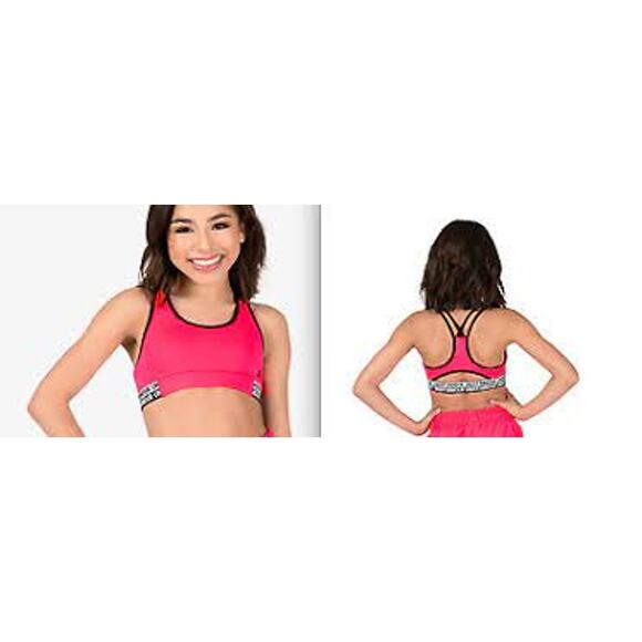 Under ARMOUR NEW Girls Heat gear Workout Sports Bra Elastic Straps Pink Medium - Picture 1 of 5